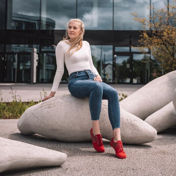 rote Barfußschuhe Damen Baumwolle Sommer