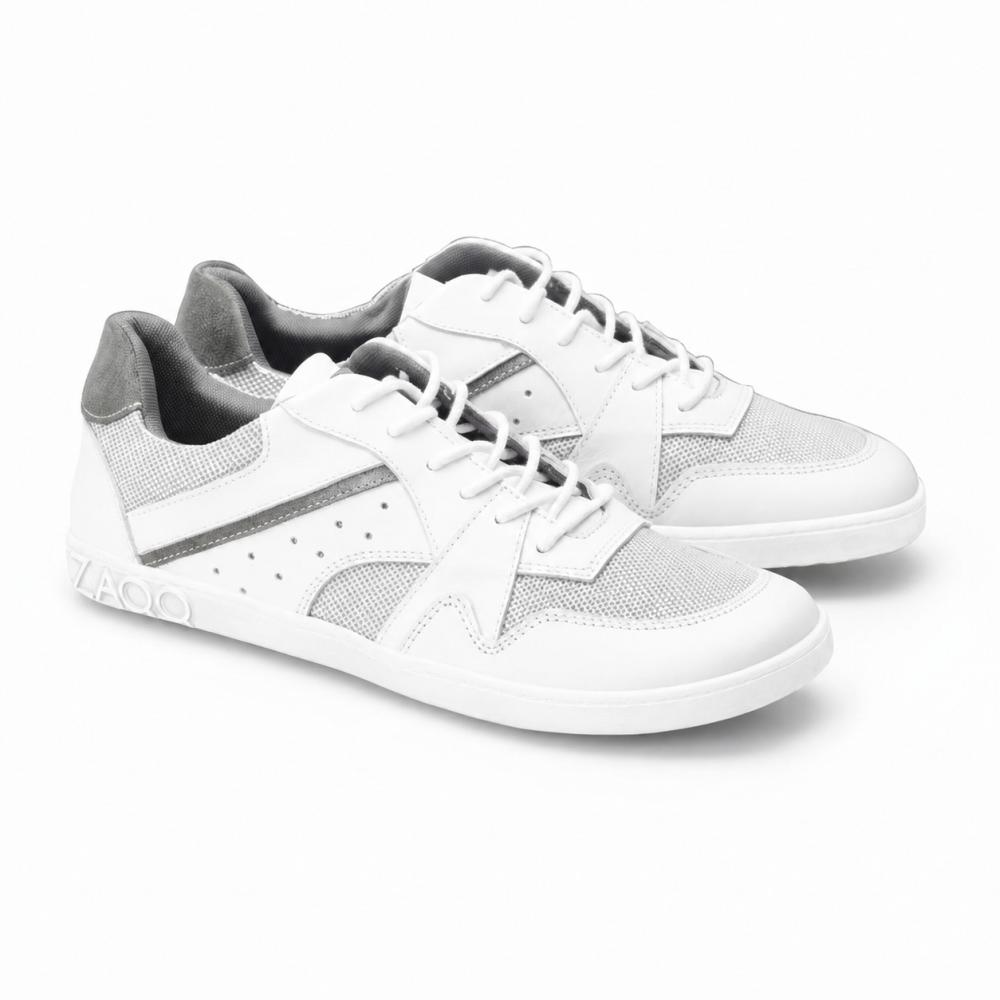 white sneaker barefoot shoes for leisure made of leather and mesh