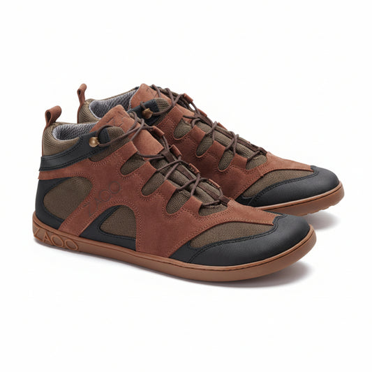 dunkelbraune moderne Barfußschuhe halbhoch für Herren